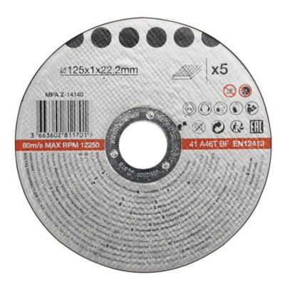 Disque de coupe métal 125x1x22,2 mm 5 pièces
