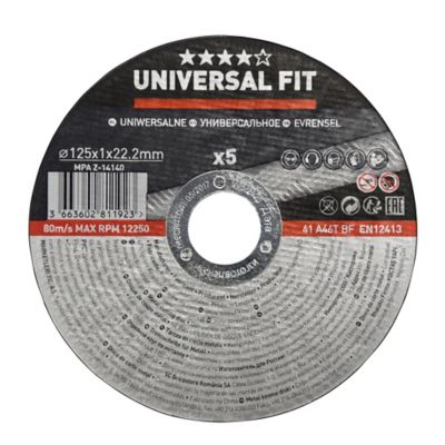Disque de coupe métal 125x1x22,2 mm Universel - 5 pièces