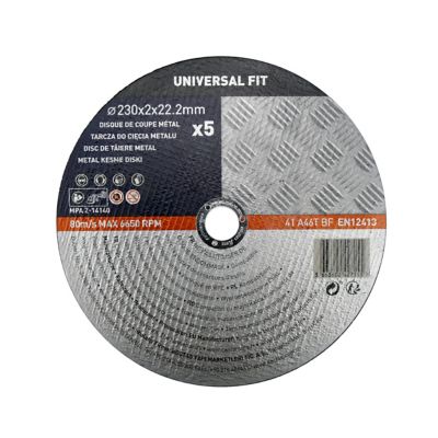 Disque de coupe métal 230x2x22,2 mm Universel fit, 5 pièces