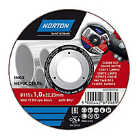 Disque de coupe métal/inox Norton 115x1x22,2 mm