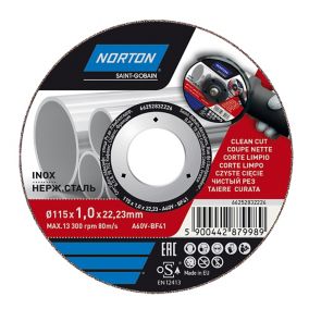 Disque de coupe métal/inox Norton 115x1x22,2 mm