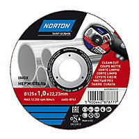 Disque de coupe métal/inox Norton 125x1x22,2 mm