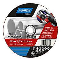 Disque de coupe métal/inox Norton 230x1,9x22,2 mm