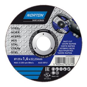 Disque de coupe métal Norton 125x1,6x22,2 mm