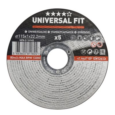 Disque de coupe métal Universel 115x1x22,2 mm - 5 pièces
