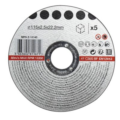 Disque de coupe pierre 115x2,5x22,2 mm 5 pièces