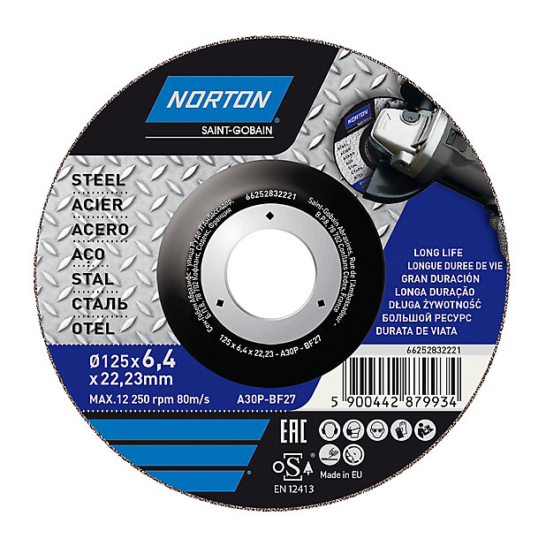 Disque de meulage métal Norton 125x6x22,2 mm
