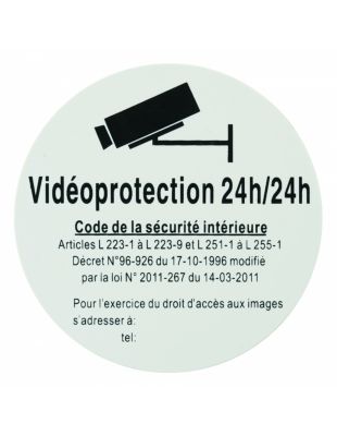 Disque de signalisation Vidéoprojection 24/24, polystyrène rigide adhésif, diamètre 80mm - THIRARD