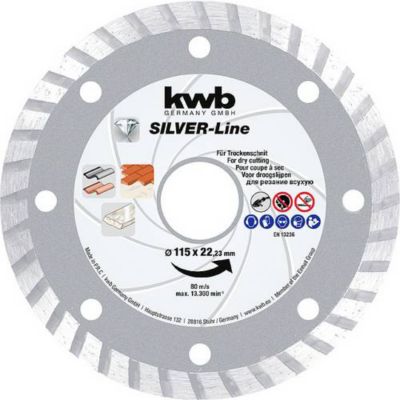 Disque diamanté 115 mm, alésage 22,23 mm, bord Turbo laser 7 mm | Castorama
