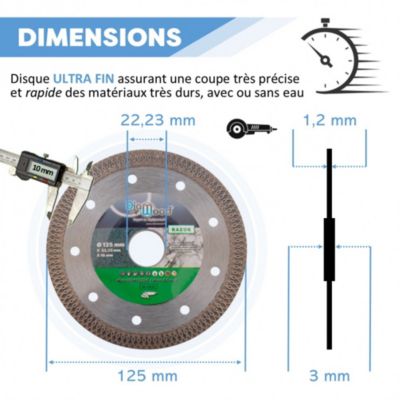 Disque diamant 125 x Al. 22,23 x Ht. 10 x ép. 1,2 mm grès cérame, granite, marbre, carrelage - RAZOR - Diamwood