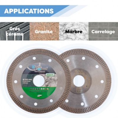 Disque diamant 125 x Al. 22,23 x Ht. 10 x ép. 1,2 mm grès cérame, granite, marbre, carrelage - RAZOR - Diamwood