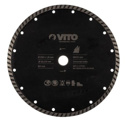 Disque diamant 230 mm Pierre Marbre Granit  Alesage 22.5mm VITO