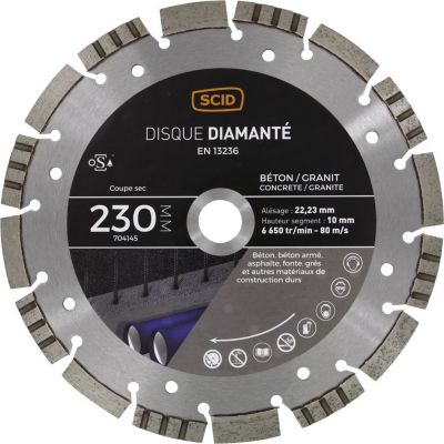 Disque diamanté béton granit ventilé SCID - Diamètre 230 mm