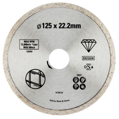 Disque diamant à bord continu pour carrelage 125x22.2 Stanley STA38007-XJ