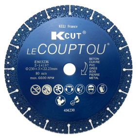 Disque Diamanté Couptou 230mm, Haute Précision et Longévité, Idéal pour Béton, Pierre, Matériaux Durs, Coupe à Sec ou Humide