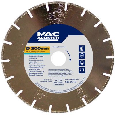 Disque Diamant Pour Gres Cerame Mac Allister O200 Mm Castorama