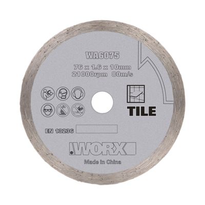 Disque diamant WA6075 76 mm pour mini-meuleuse, découpe de carrelage et de maçonnerie pour WX801 MakerX - Worx