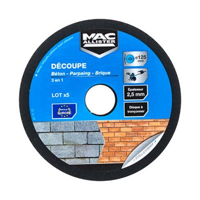 disque pour la decoupe du beton mac allister o125 x 2 5 mm 5 pieces castorama