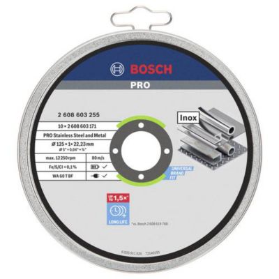 Disque à tronçonner inox 125 mm WA 60 T BF - lot de 10 - 22,23 mm - 1,0 mm