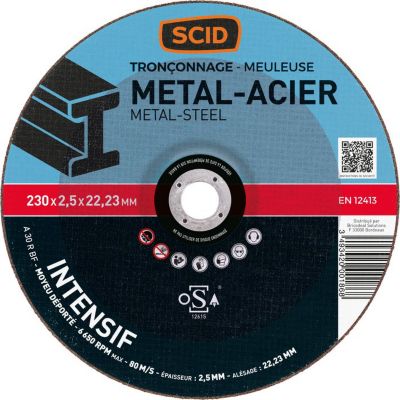 Disque à tronçonner - SCID - Diamètre 230 mm - Métaux - Usage fréquent