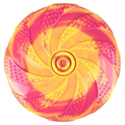 Disque Volant ZAZA, TPR,  D18 cm, jaune et rose, Jouet pour chien.