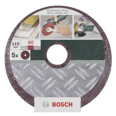 Disques abrasifs papier 125 mm grain 80 pour plateau de ponçage, pack de 5 - 2609256252.