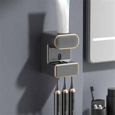 Porte Brosse à Dents Mural Avec Couvercle - 2 Pièces - Autocollant, Étanche - Pour Salle De Bain - Noir - 2