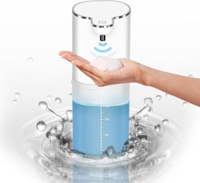 Distributeur de savon automatique suspendu, distributeur de savon automatique rechargeable de 400 ml, 4 niveaux réglables, étanche