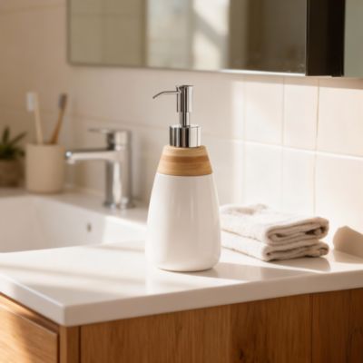 Distributeur de savon Cervia blanc et bambou GoodHome