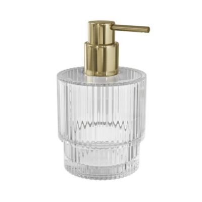 Distributeur de savon doré et verre transparent Ø8 x H.14 cm, GoodHome Cavalla