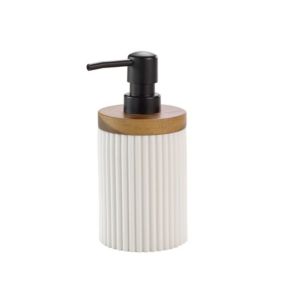 Distributeur de savon en acacia (17x6 cm - Blanc)