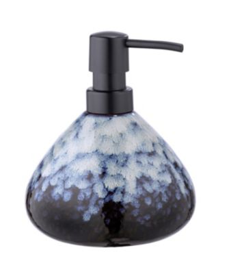 Distributeur de savon en céramique, bleu, Wenko Rosali