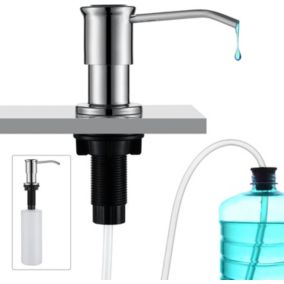 Distributeur de Savon Encastrable Electroplated argent, Distributeur Savon Evier Cuisine, Distributeur Savon Integre avec Bouteill