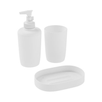Distributeur de savon Glomma en polypropylène coloris blanc contenance 200 ml Ø7 x H.16,5 cm