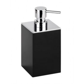 Distributeur de savon liquide carré à poser GAMMA en laiton chrome mat / 200 ml-Noir-Noir-7.5