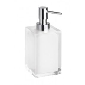 Distributeur de savon liquide carré à poser VISTA en résine / 250ml-Blanc-Blanc-8.2-7