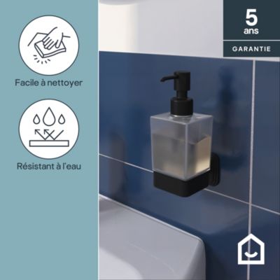 Distributeur de savon mural acier inoxydable noir Teesta GoodHome