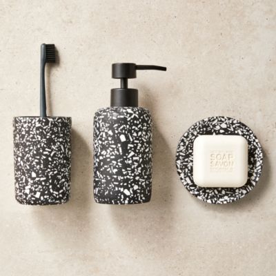 Distributeur de savon, noir et blanc, Terrazzo