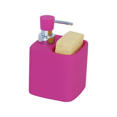 Distributeur de savon  Porte Eponge Céramique MALAGA Rose MSV