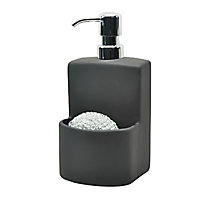 Distributeur de savon + porte éponge plastique noir Cooke & Lewis