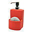 Distributeur de savon + porte éponge plastique rouge Cooke & Lewis