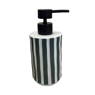 Distributeur de savon rayures vertes céramique Levasseur