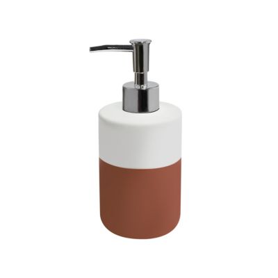 Distributeur de savon terracotta, blanc et chrome l.8 x H.18,3 x P.8 cm, GoodHome Koros