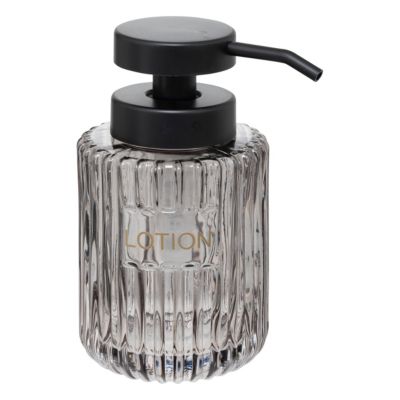 Distributeur de savon verre fumé gris strié Ø8 x H.14,5 cm, 5Five Simply Smart Glass
