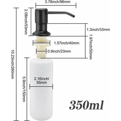 Distributeur de Savon évier Cuisine, Distributeur de détergent encastrable en Acier Inoxydable de Cuisine 350 ML