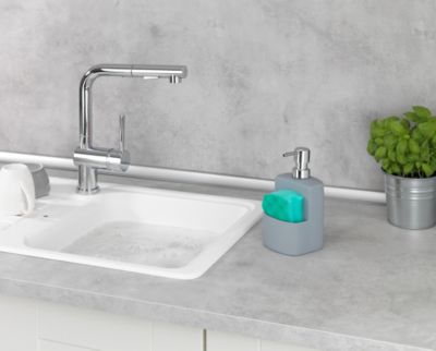 Distributeur rechargeable de liquide vaisselle avec porte éponge Wenko gris