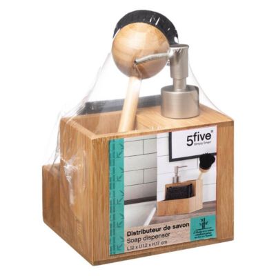 Distributeur à savon avec brosse éponge Bambou - 5Five