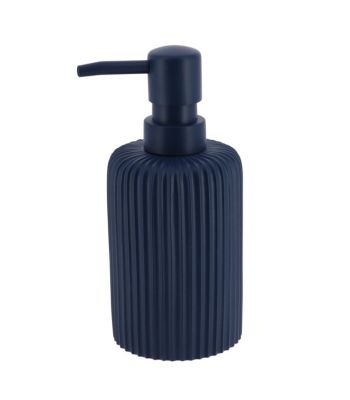 Distributeur à Savon ou Lotion en résine striée Bleu marine mat 230 ml