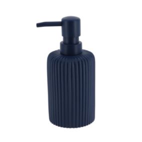 Distributeur à Savon ou Lotion en résine striée Bleu marine mat 230 ml