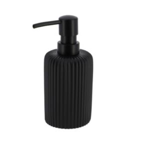 Distributeur à Savon ou Lotion en résine striée Noir mat 230 ml